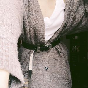 Oversized rigid cardigan w/ buttons